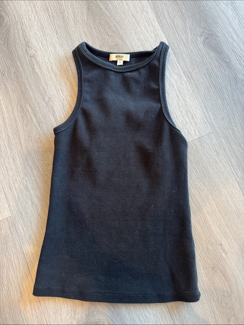 Agolde Black Ribbed Tank Top